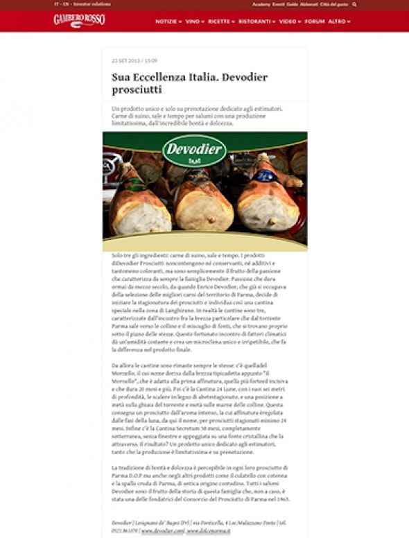 Sua Eccellenza Italia. Devodier Prosciutti
